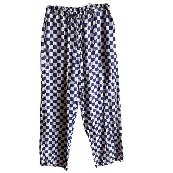 Holiday Emma Mulholland High Waisted Check Linen Pull on Pant Purple L - Picture 1 of 9